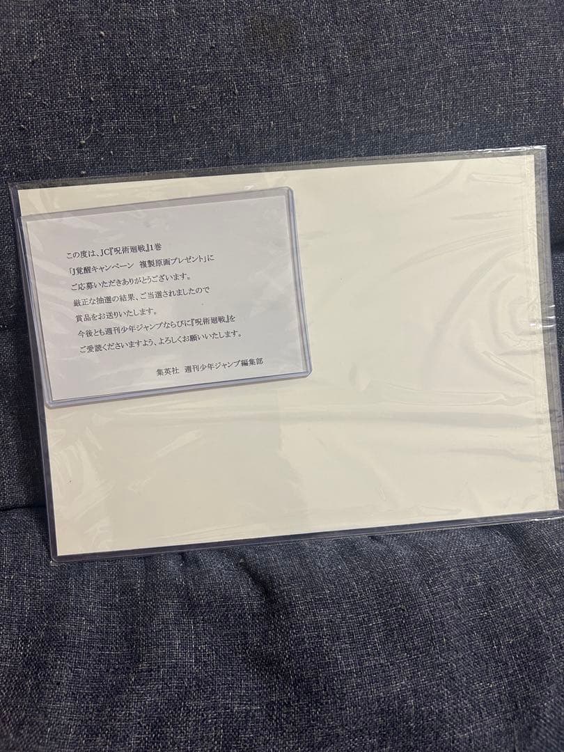 呪術廻戦 複製原画 芥見下々 直筆サイン 色紙