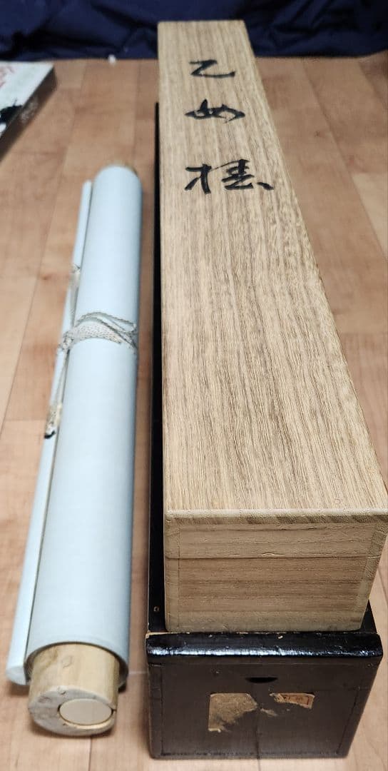 【乙女椿図】福田翠光 2678 共箱二重箱太巻 掛け軸 肉筆