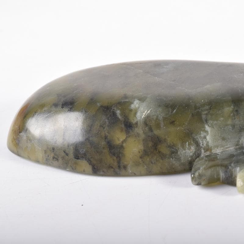 中国　玉石彫刻　瓢箪彫　水孟　筆洗　時代箱付　V　6955