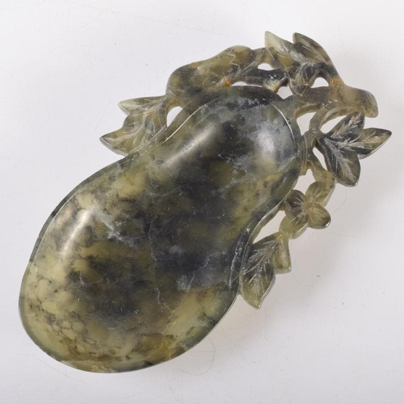 中国　玉石彫刻　瓢箪彫　水孟　筆洗　時代箱付　V　6955