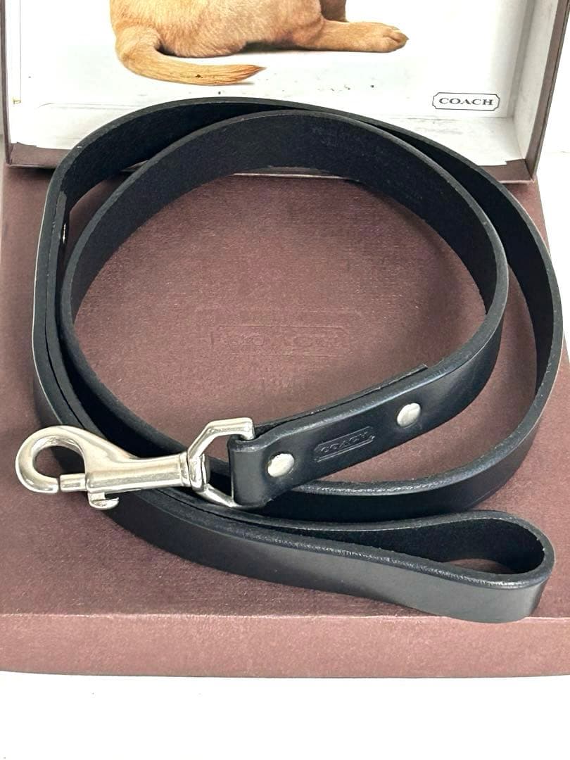 美品 COACH コーチ 黒 レザー 大型犬用 リードのみ 2.5×118cm
