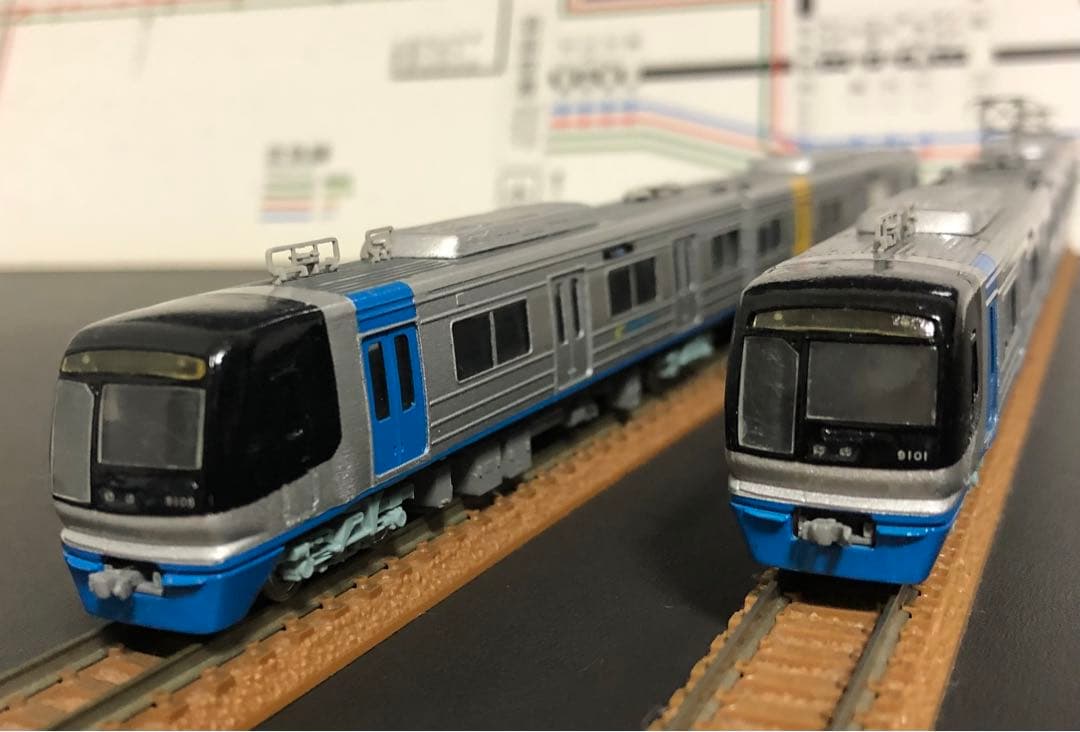 管理番号1602 北総9100形Nゲージ イエロートレイン金属製キット組立品8両