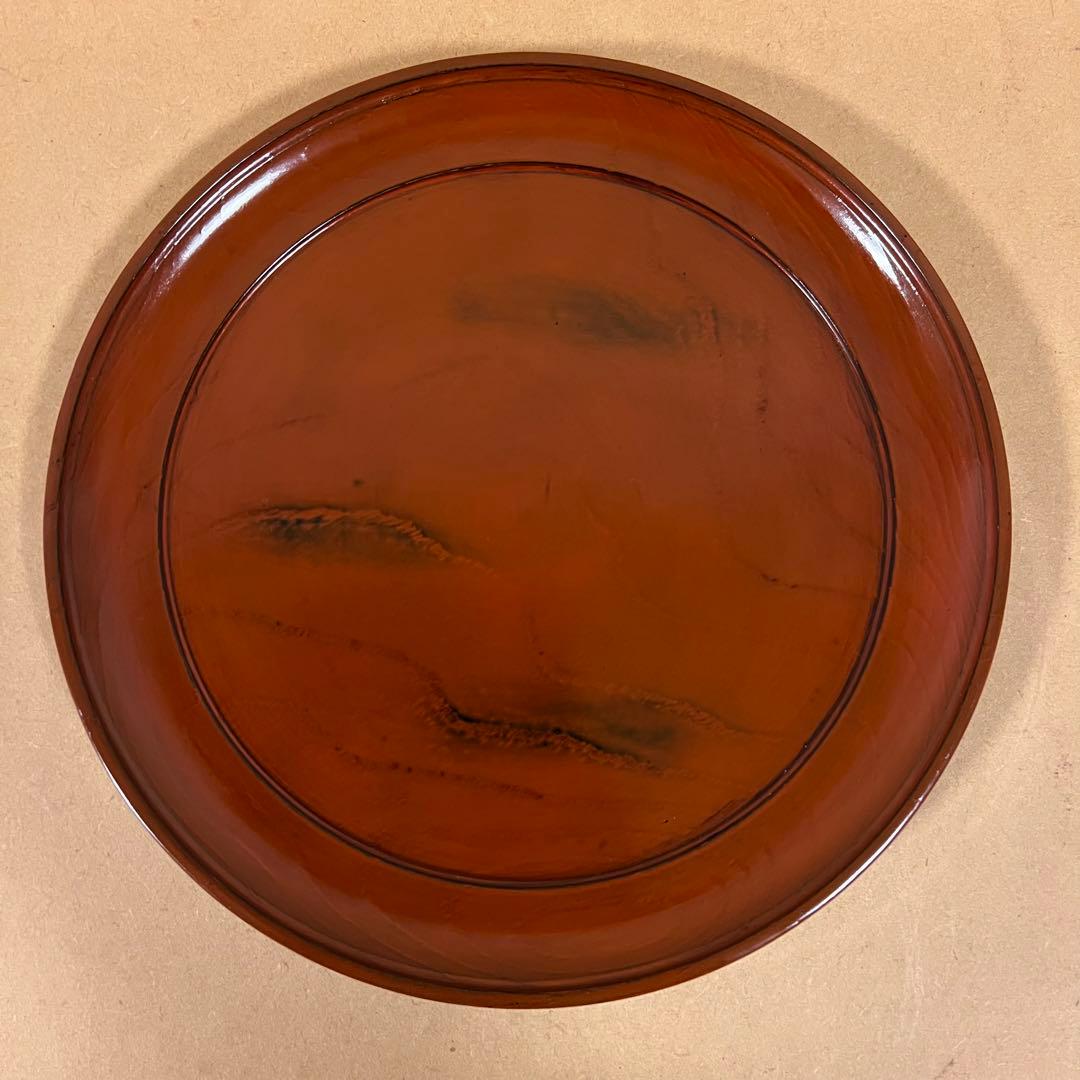 未使用 輪島塗 市中屋 木製漆器 丸盆 2客 茶道具 煎茶道具