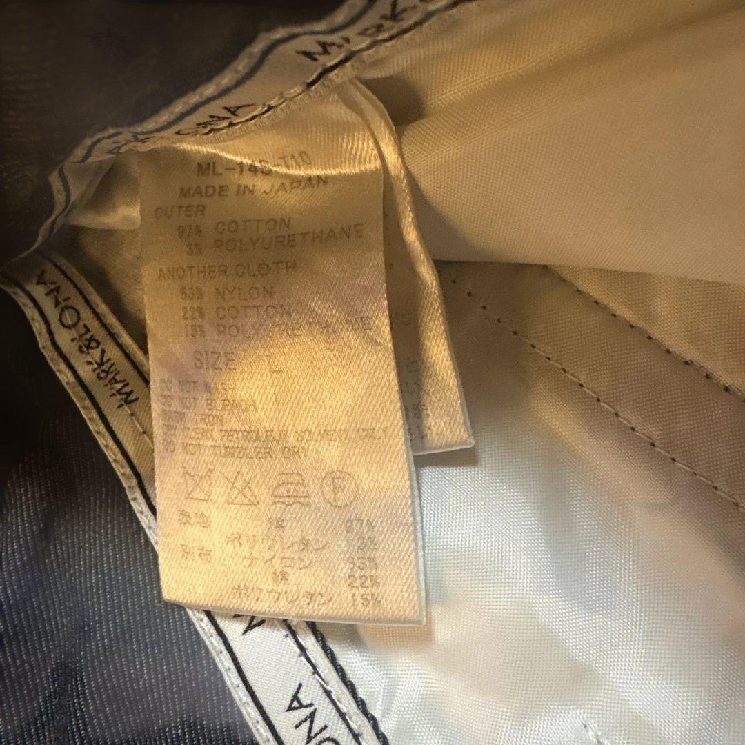 MARK & LONA 幾何学模様パンツ　Lサイズ　ネイビー系