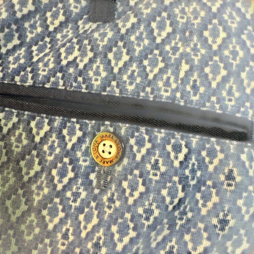 MARK & LONA 幾何学模様パンツ　Lサイズ　ネイビー系