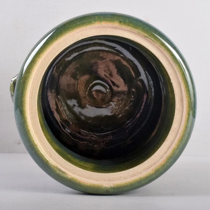 北大路魯山人作　青織部　木槌水指　黒田陶々庵極め箱　D　R8875B