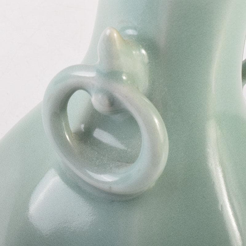 中国　龍泉窯　粉青釉　桔梗口双耳瓶　花入　C　6943