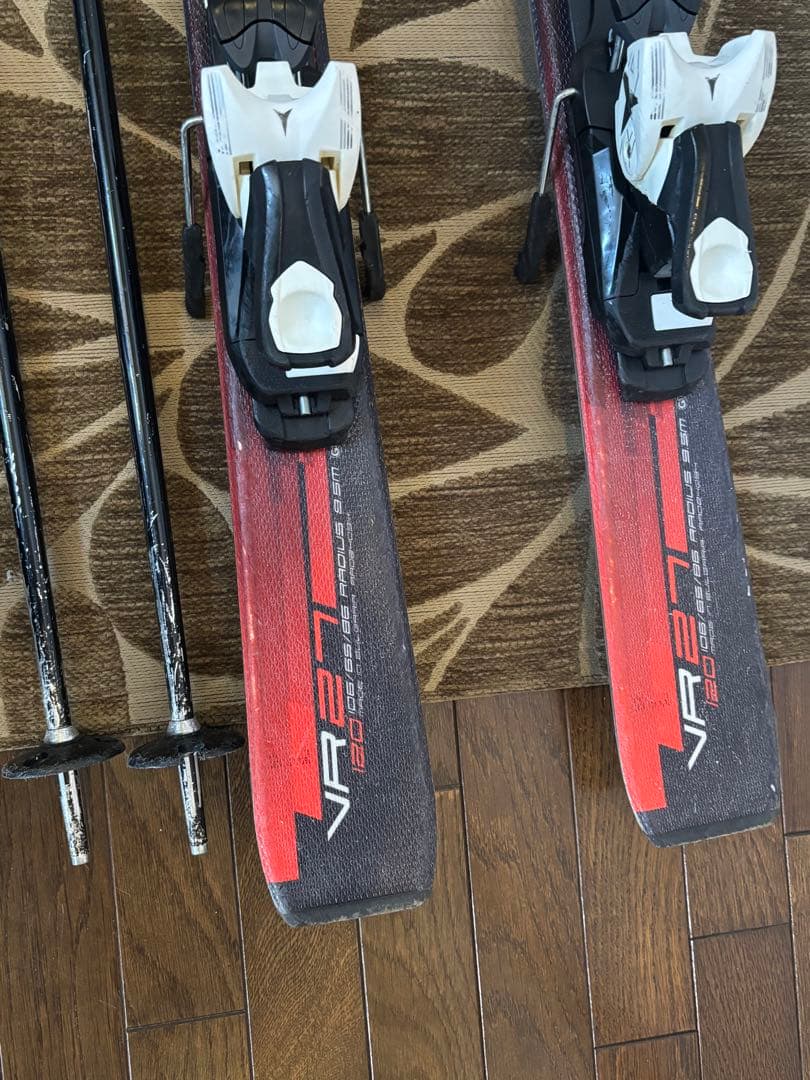 ジュニアスキー120cm/ストック96cm(ワックス済み）