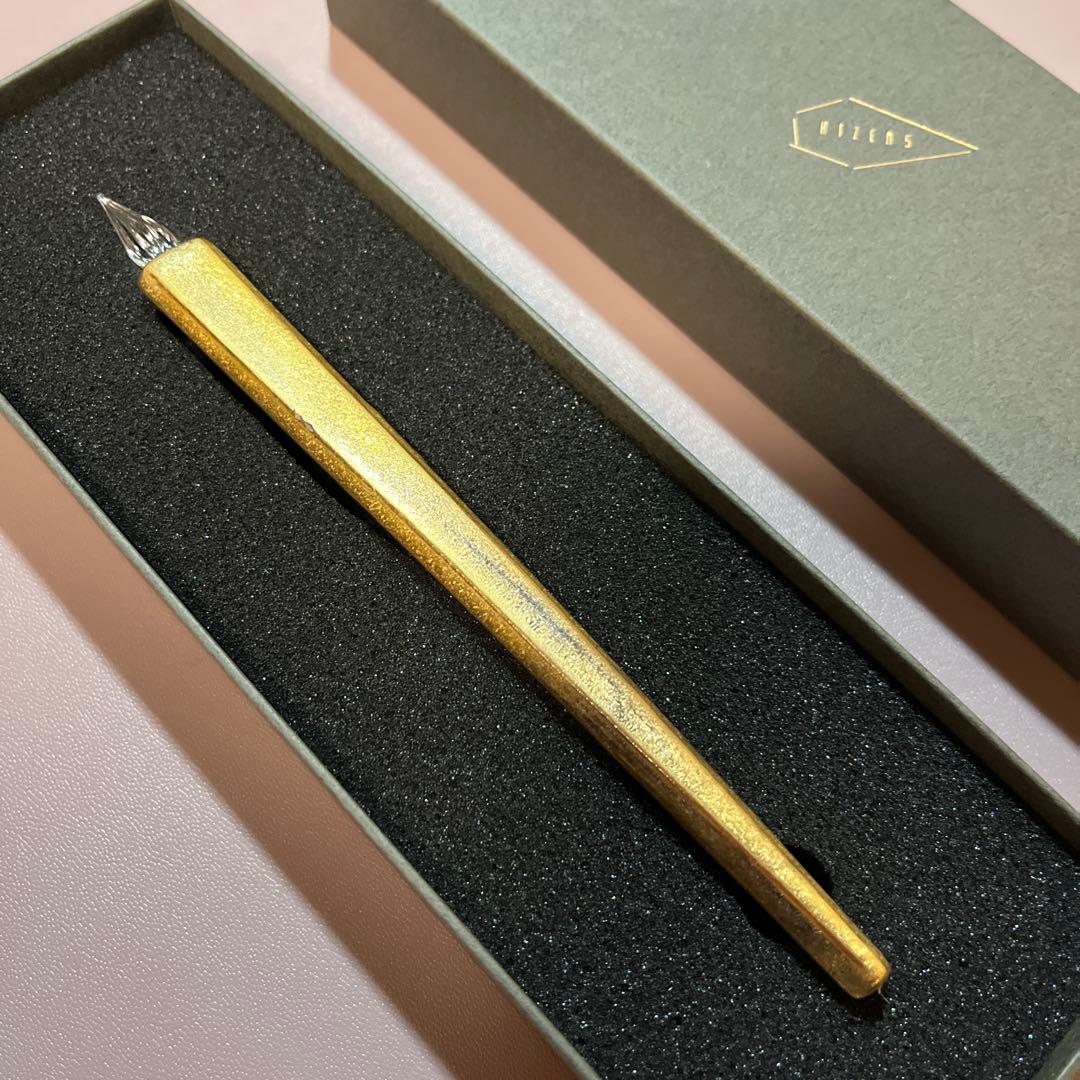 HIZEN5 金塗り 三角ガラスペン 有田焼