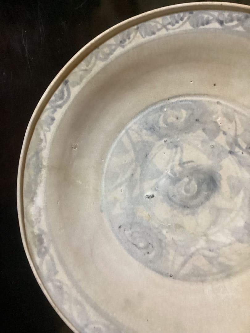 骨董古美術鉄絵花文大皿　古陶器　タイ　スコータイ時代　カロン窯　コレクター所蔵品