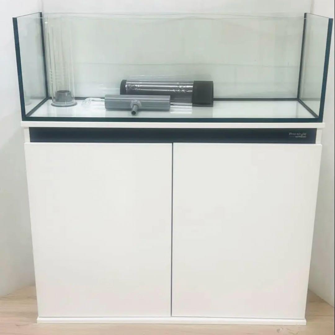 900×300×300㎜オールガラスオーバーフロー水槽セット　ブラック/ホワイト