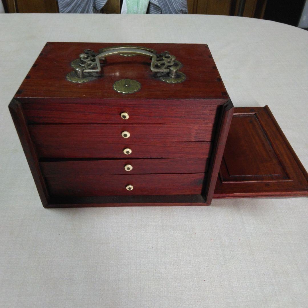 木製装飾ボックス 真鍮金具付きアンティーク背竹骨牌麻雀牌