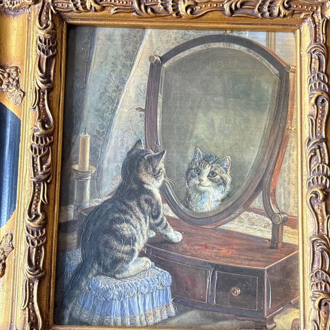 フランク・ペイトン「鏡よ、鏡、世界で一番美しいのは誰？」工芸画 複製印刷 猫 D