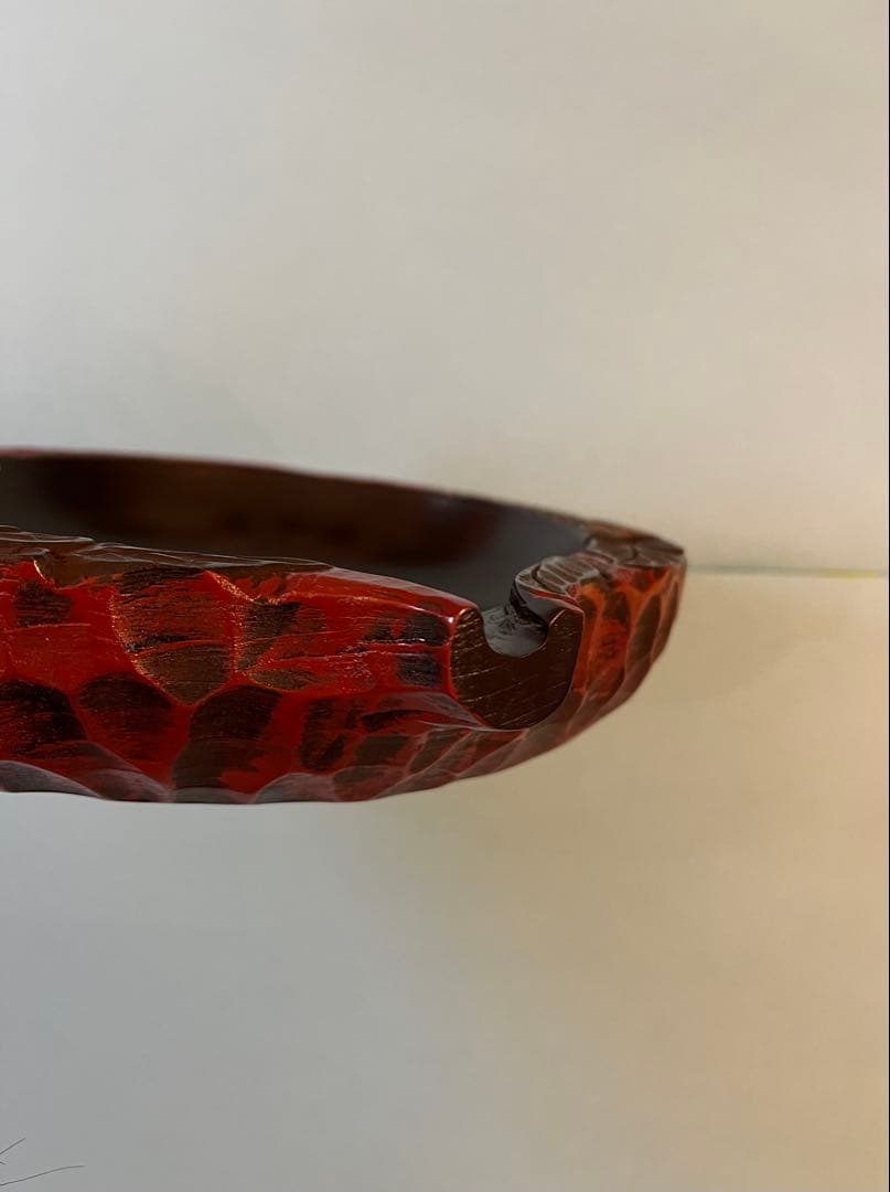 川添日記　片口小皿　草木彫漆器