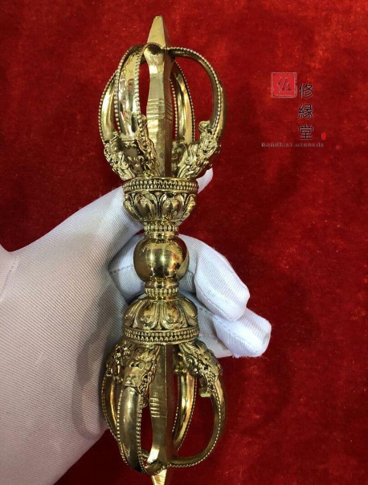 密教法具 法器 大明永楽五鈷杵 金剛杵 真鍮製 18.5cm