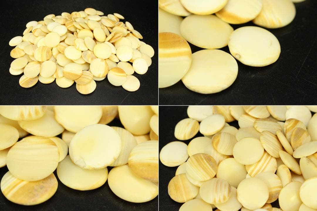 古い 堆朱 碁器 一対 蛤 那智黒(ZE546)