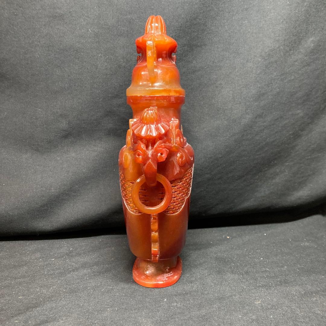 《中国美術》瑪瑙 香炉 透彫 中国古玩