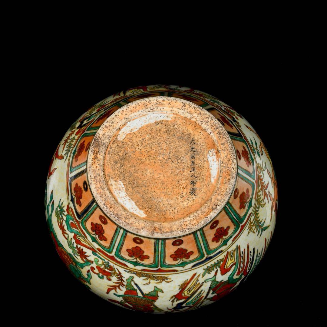 旧蔵　元時代の五彩　馬に乗って主人を救う 陶器　時代物　置物　古美術 縁起物