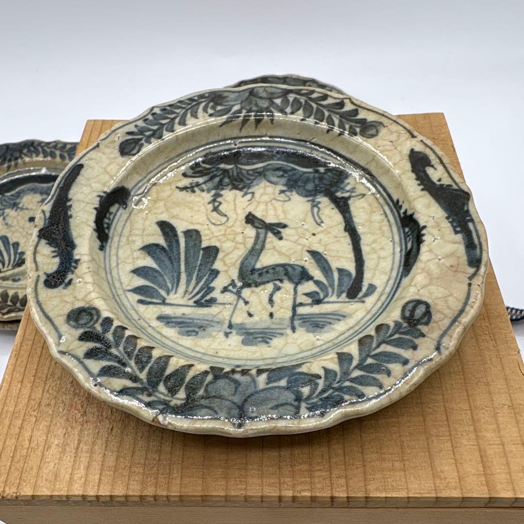 中国古陶磁器　呉須染付　絵皿　5枚組