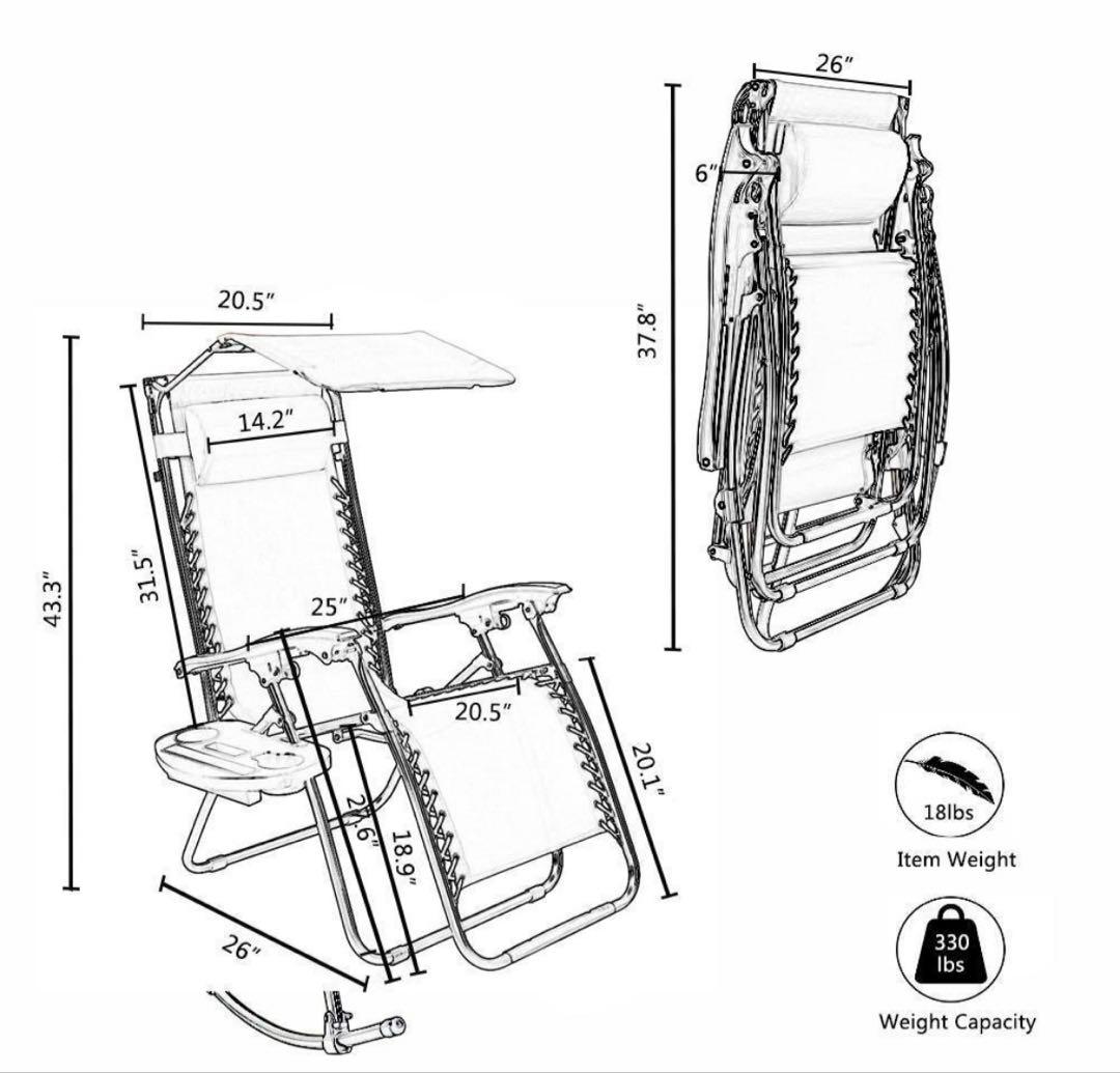 ★ウォールマートリクライニングチェア★無段調整★枕＆屋根＆トレー付★ブラック★