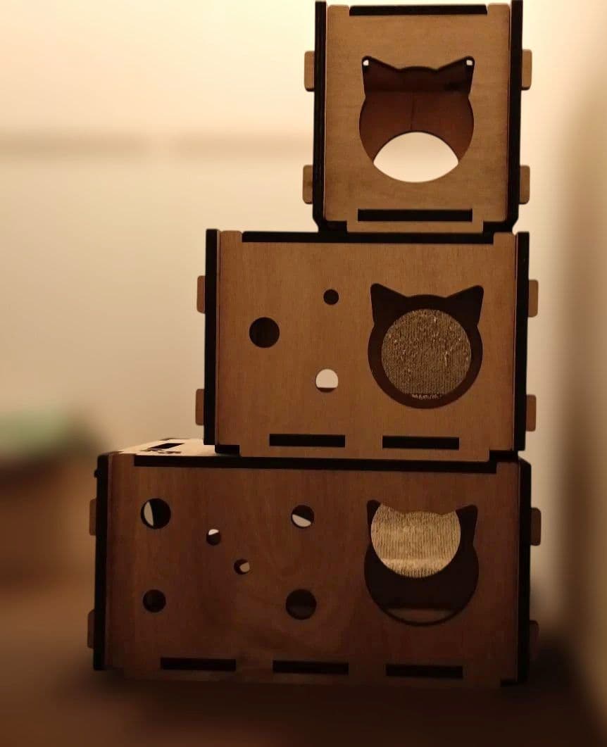 キャットタワー猫おもちゃキャット階段ボックス棚ねこにゃんこ木製箱型