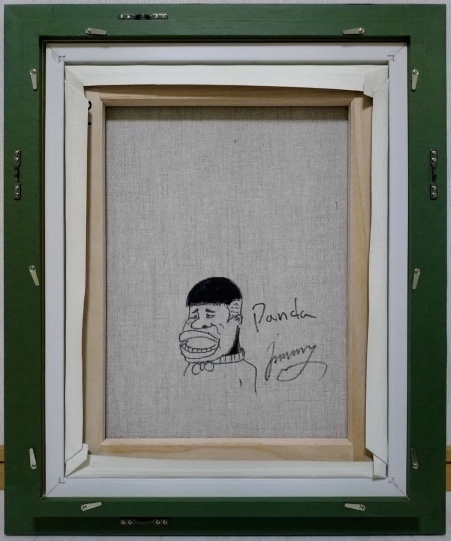 【F6号】ジミー大西【パンダ】手描き作品/表裏サイン/油彩/アクリル/絵画/額縁