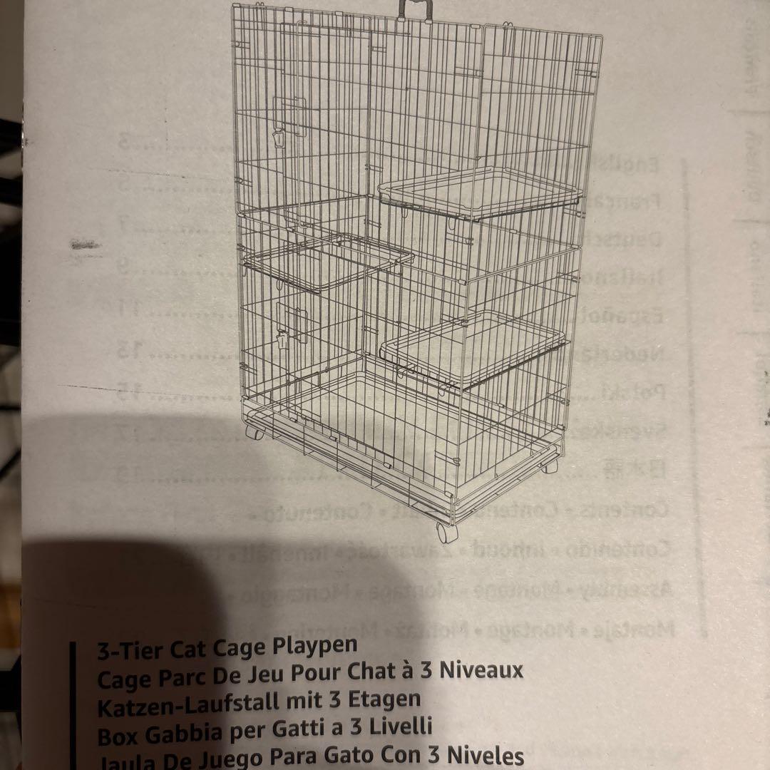 値下げ！新品　未使用　Amazon Basics 3段キャットケージ