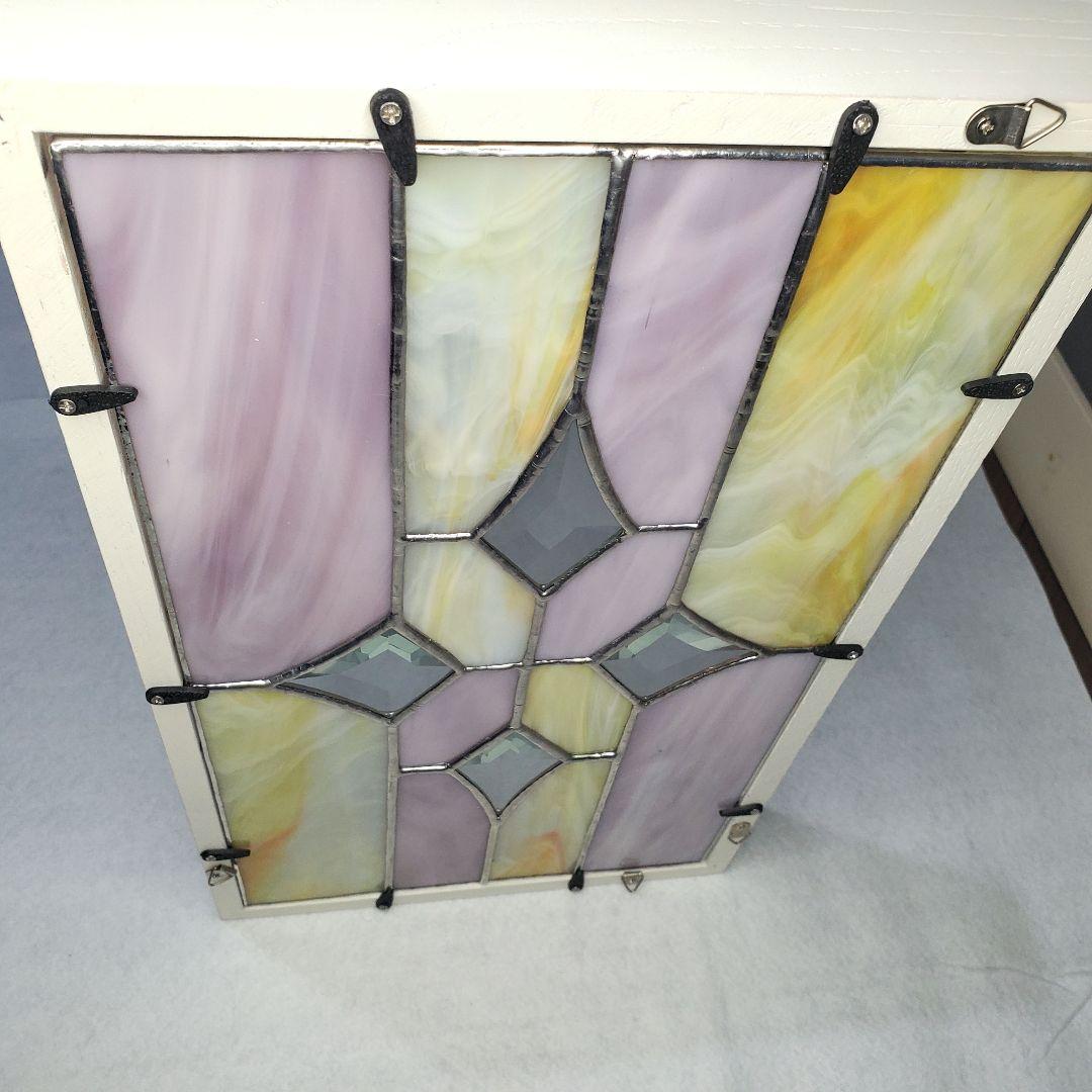 ステンドグラス　木枠付き　37cm×20cm　新品未使用