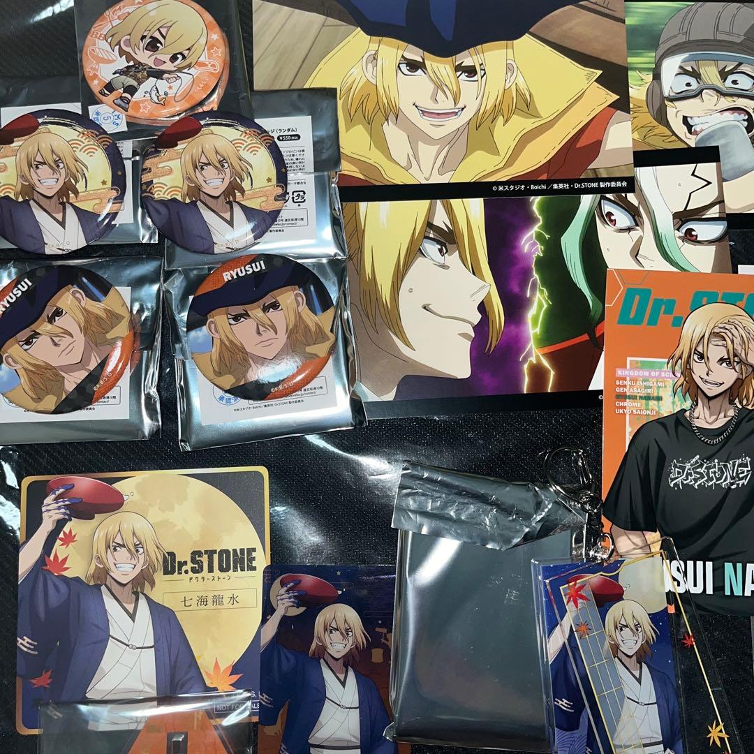 Dr.STONE 七海龍水 缶バッジ ブロマイド アクスタ ウォルマ アモカフェ