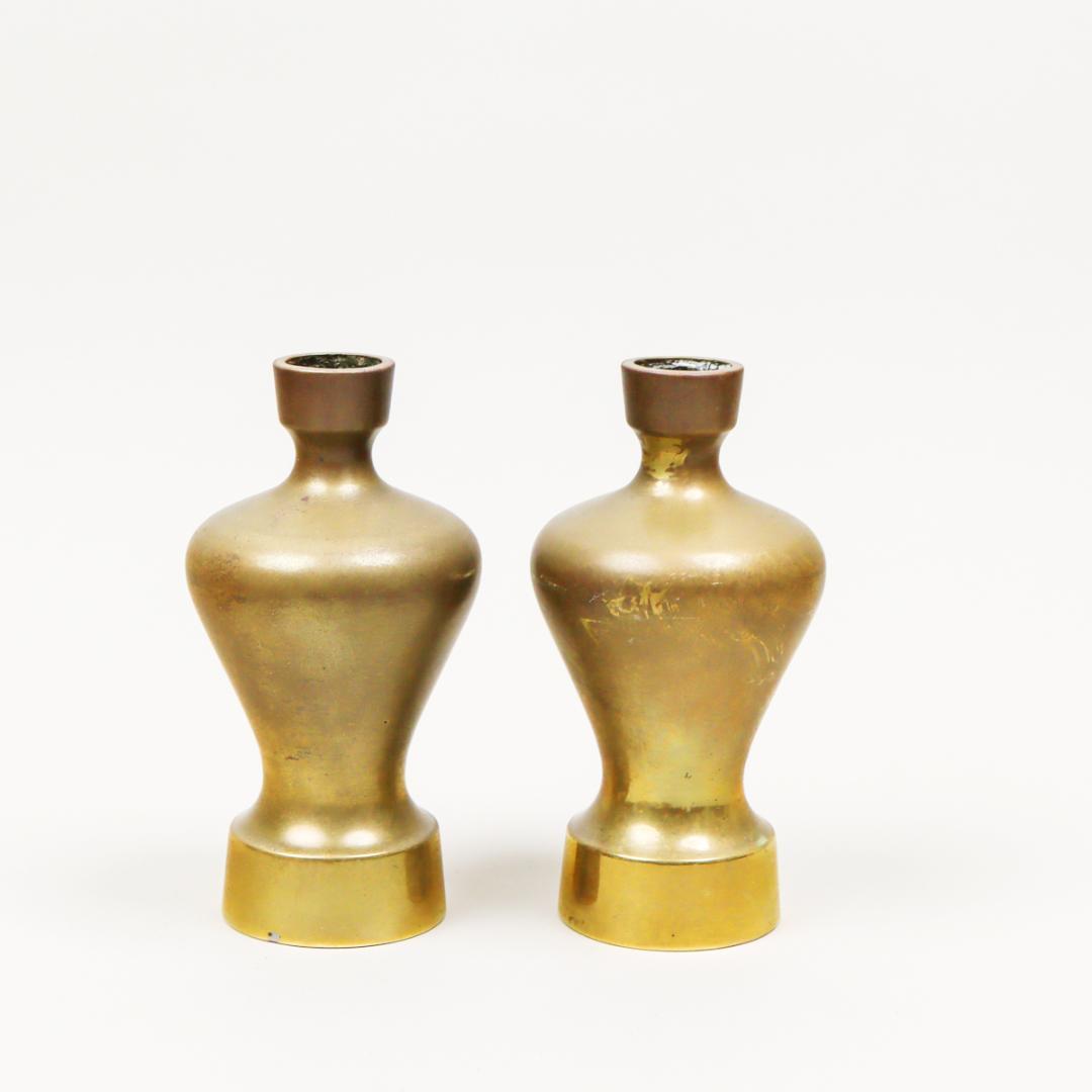 真鍮 熨斗口 神酒口 2対 瓶子 燭台 神具