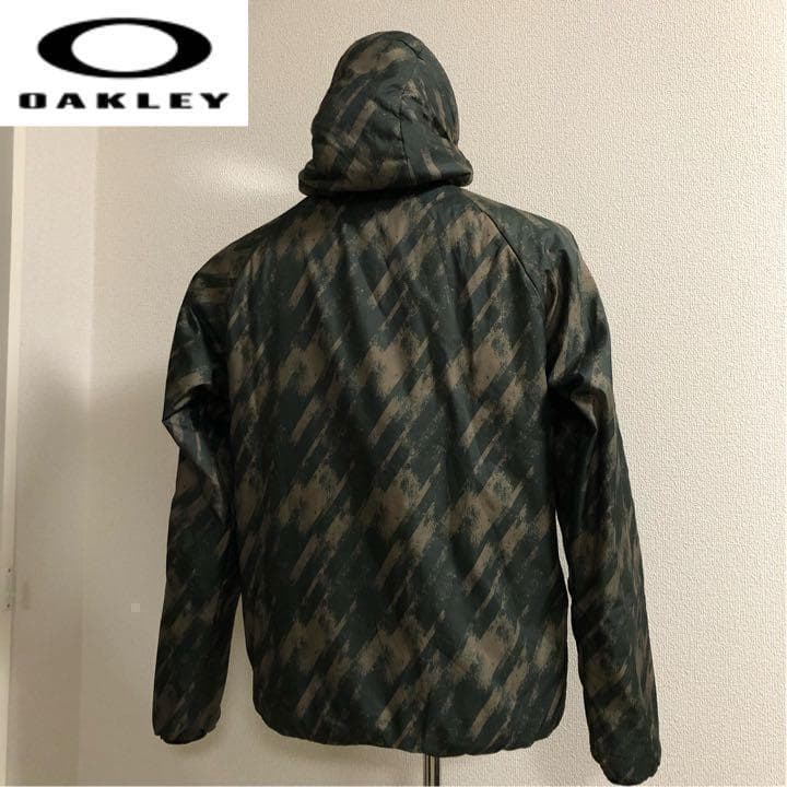 オークリー★中綿 ジップアップ パーカー 裏起毛 グリーン カモ柄 Mサイズ