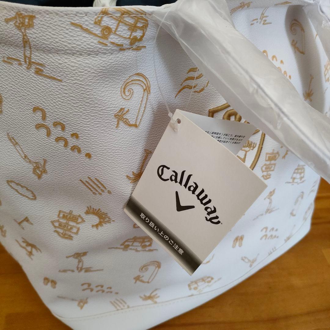 ★未使用品★Callawayゴルフトートバックビーチモチーフ 合成皮革 ホワイト