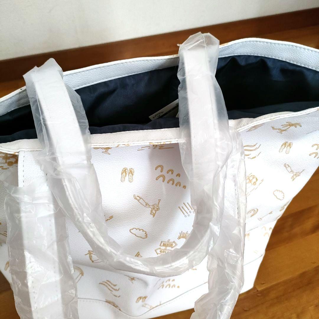 ★未使用品★Callawayゴルフトートバックビーチモチーフ 合成皮革 ホワイト