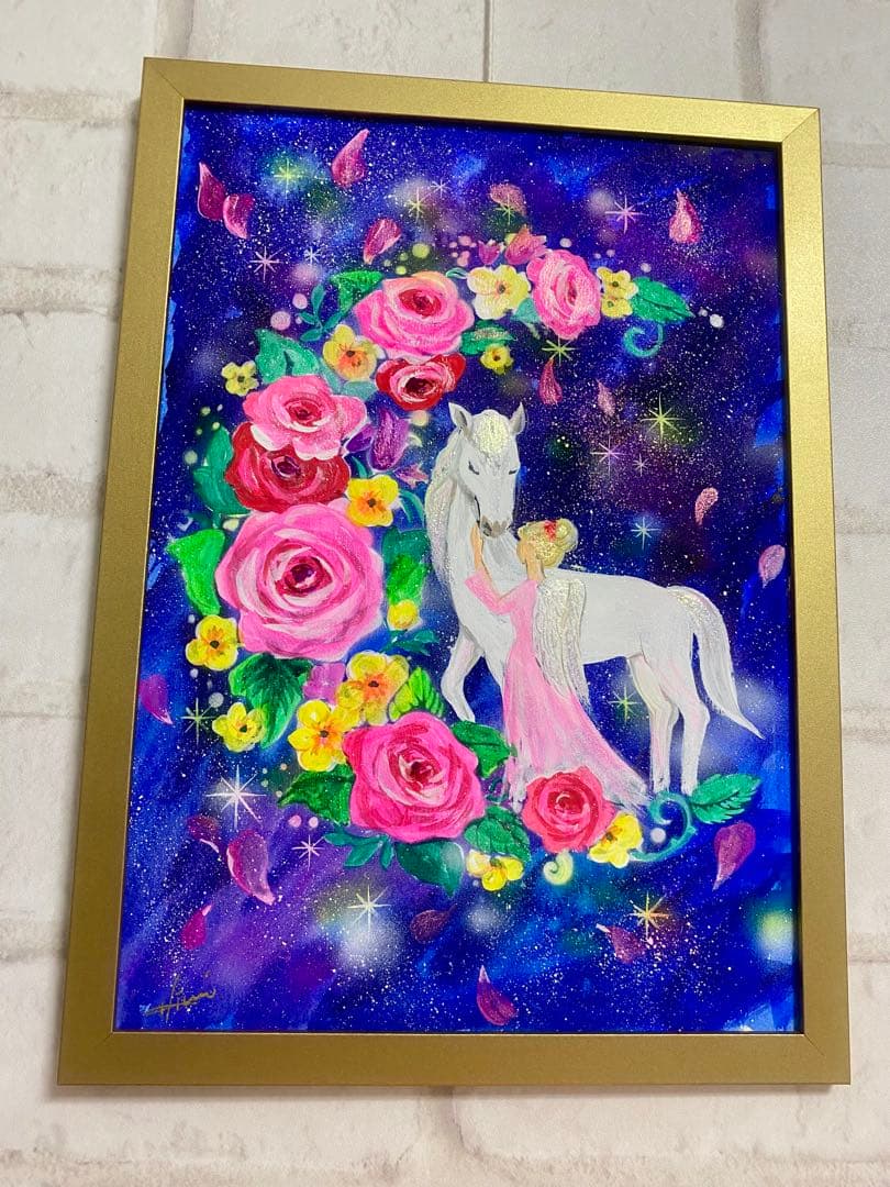 こまち絵画3点　　　薔薇の三日月と白馬
