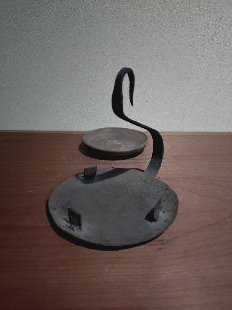 鉄製 吊るし灯火器 花器 花入れ 古道具 古民具 燭台 行燈 行火 灯明