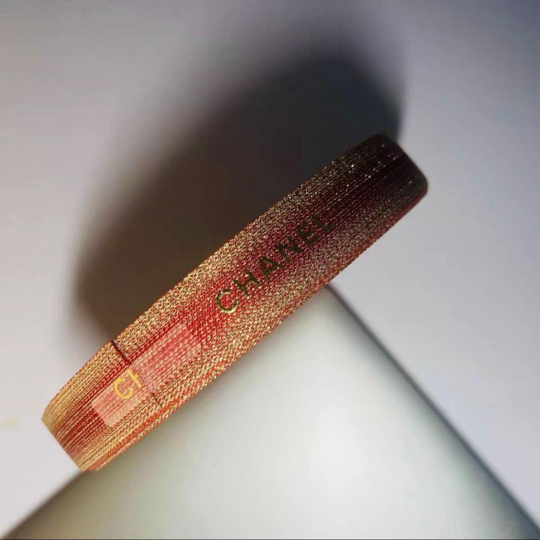 正規品　シャネル　2022年ホリデー限定　ラッピングリボン　レッド　両面柄