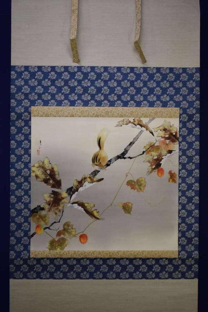 不詳/作者不詳/紅葉リス図/烏瓜/カラスウリ/布袋屋掛軸HG-839