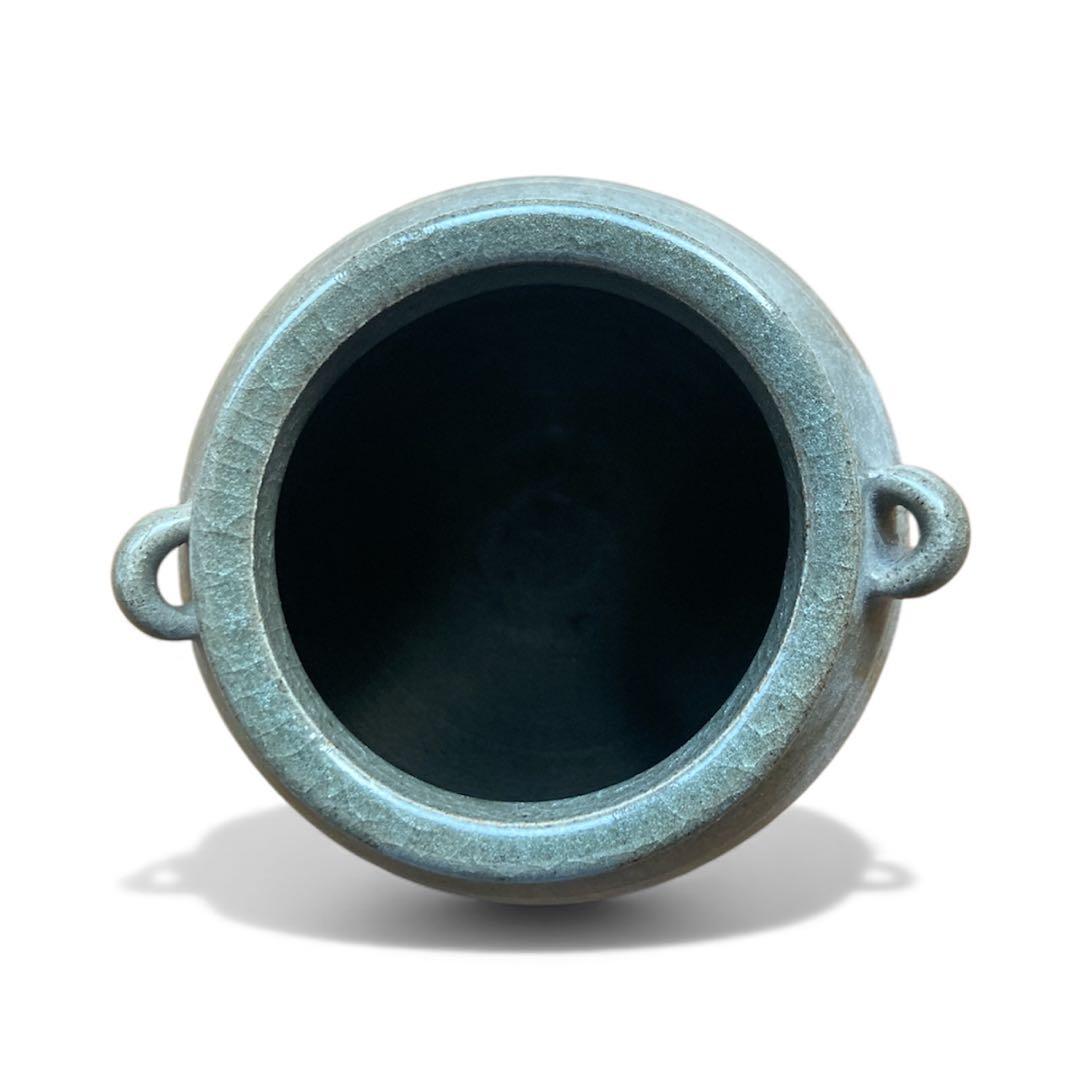 美品　唐津焼 宸山窯 鶴 壺 花器 木箱　共箱 久峰陶苑　送料無料　骨董　和風