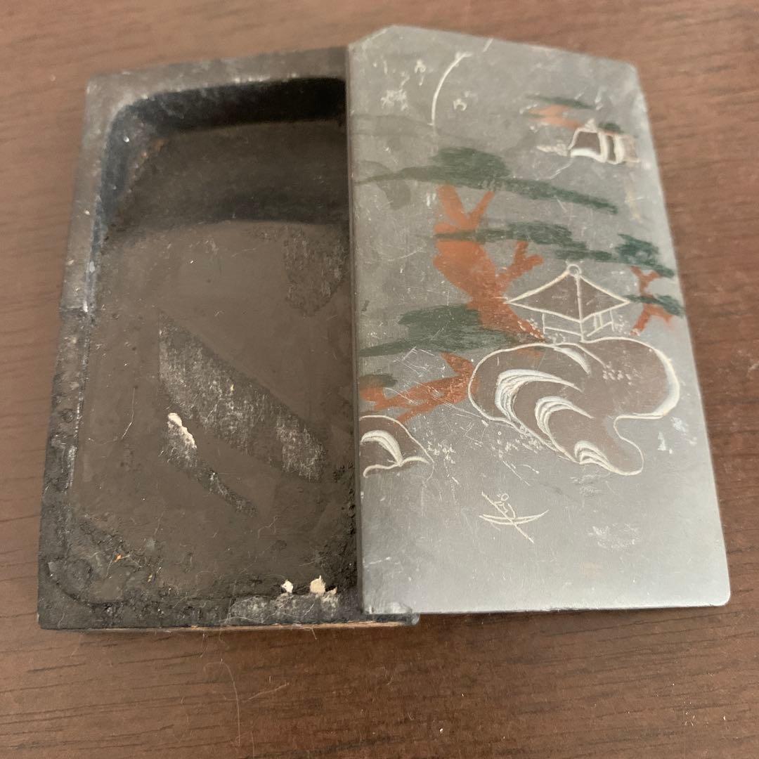 絵蓋付きミニ硯石