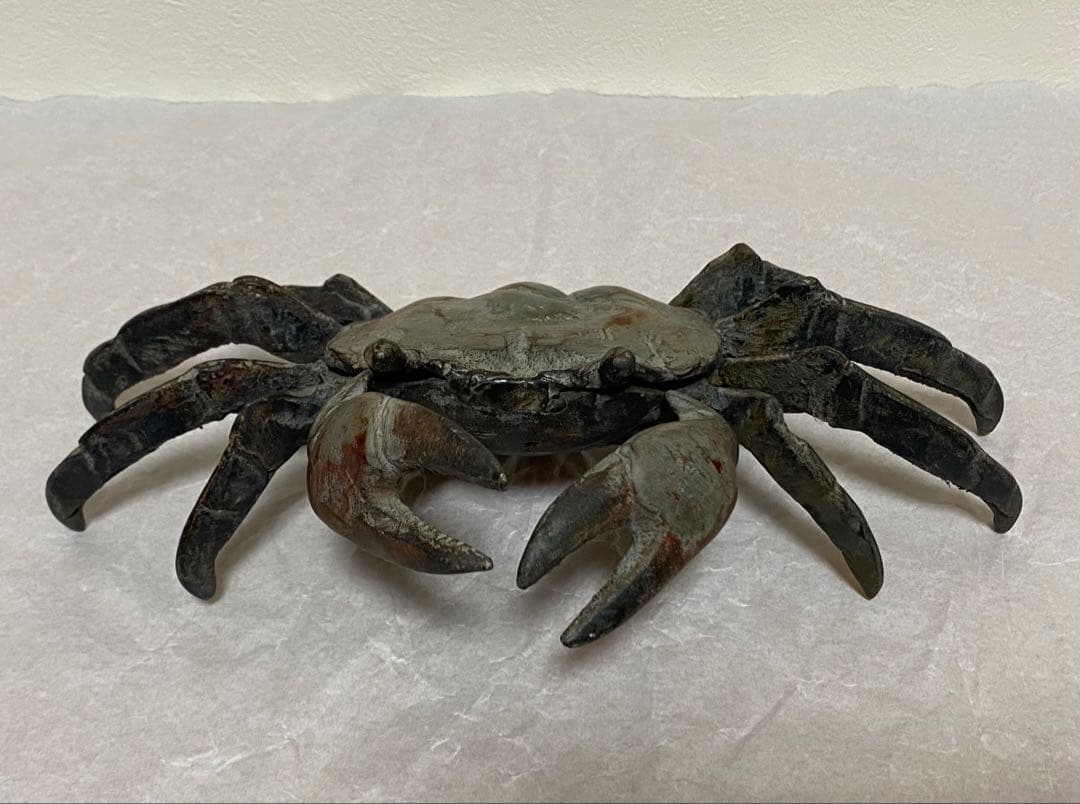希少！　古銅カニ置物　オブジェ　超特大　手造り