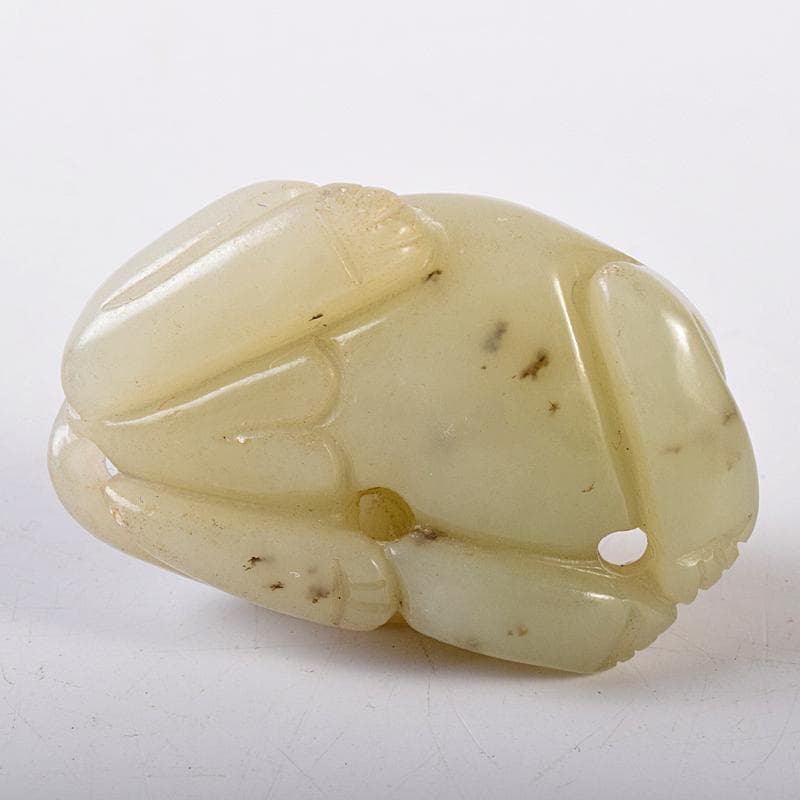 中国　玉石彫刻　神獣　根付　紙鎮　置物　C　8022E