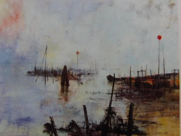 ジャンセン 　「ベニスのはしけ」、繊細、可憐、希少画集画、 新品額装付