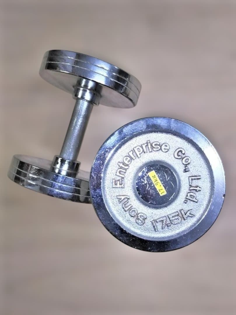 [手渡し限定]　重量固定式　クローム・ダンベル 17.5kg(ペア) 　中古品