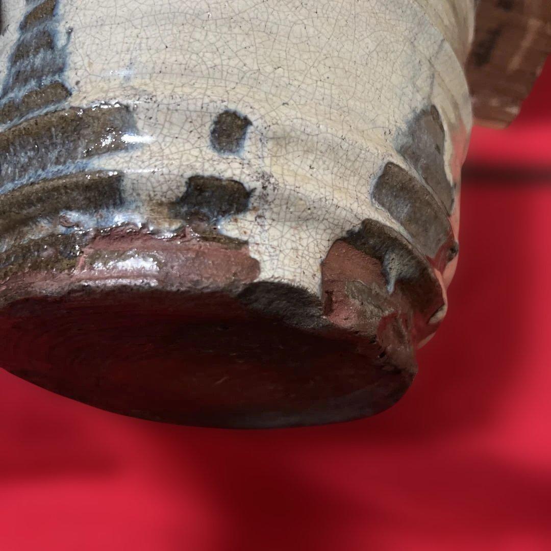 江戸時代物 茶道具 古唐津 水指 塗蓋 朝鮮唐津 骨董 古道具 古玩