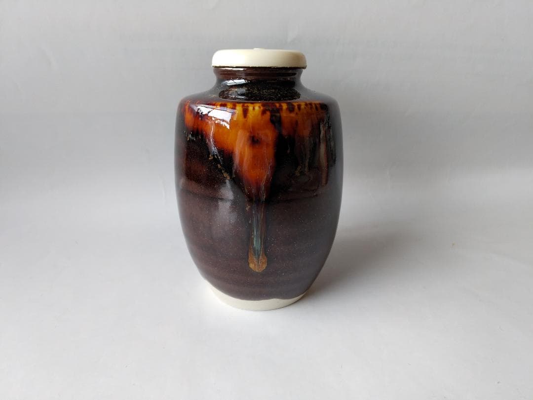 桶谷定一 作 洛東定一 肩衝茶入 仕覆 伊予簾金入緞子 茶道具 共箱 茶入 新品