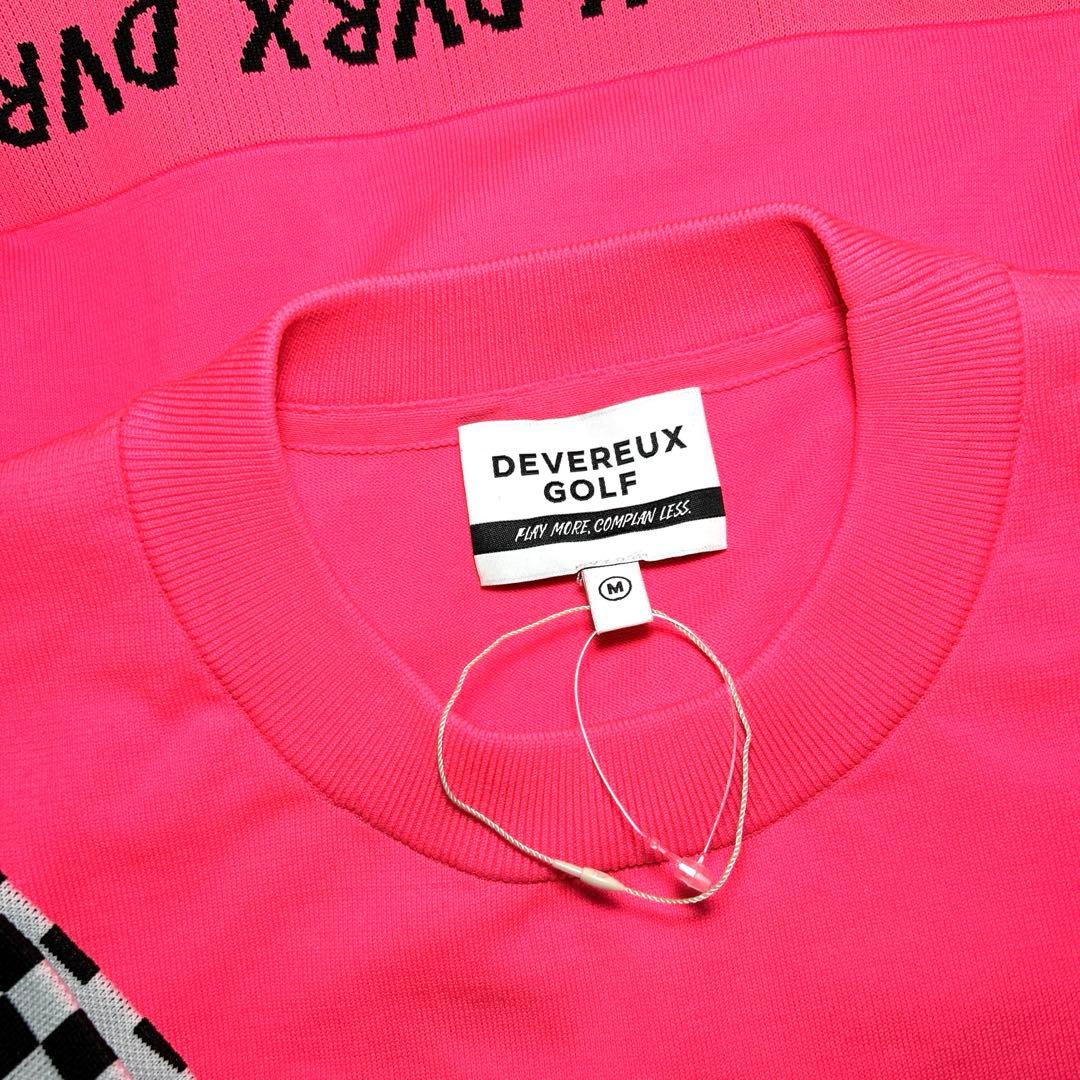 新品未使用【デヴァロー ゴルフ】 メンズ チェッカーリブニットプルオーバー Ｍ