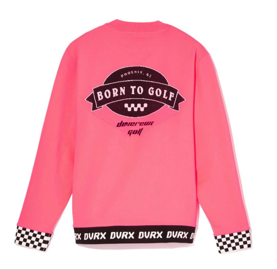 新品未使用【デヴァロー ゴルフ】 メンズ チェッカーリブニットプルオーバー Ｍ