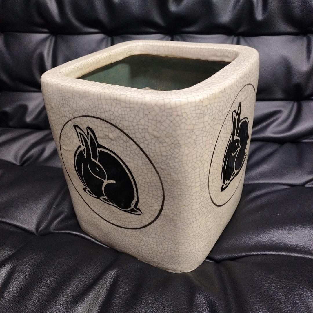 うさぎ 火鉢 骨董 兎 灰付 アンティーク