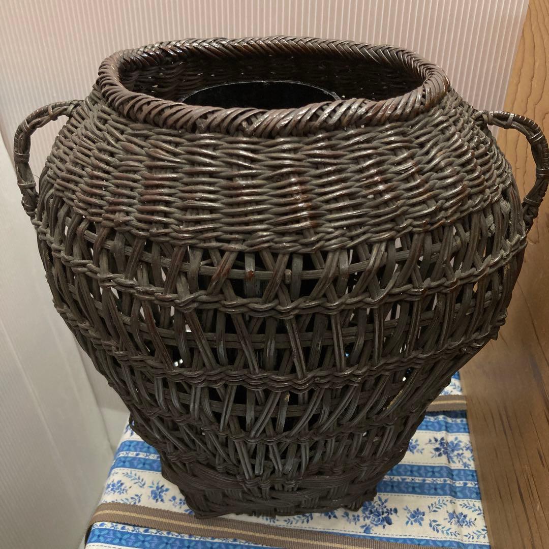 華道道具　花入　篭花入　不染斎好　不悪篭　24万円で購入　共箱　S157FK