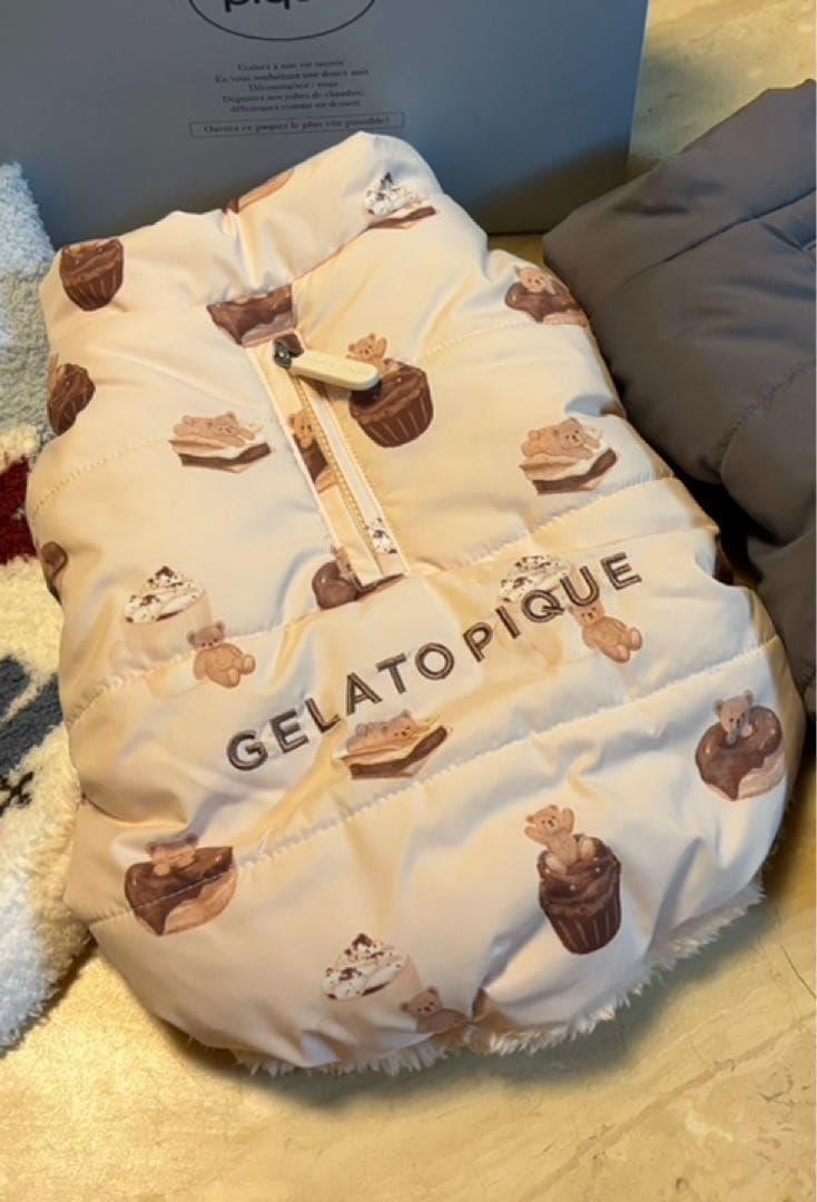 GELATO PIQUE ベア&カップケーキ中綿ベスト完売Lサイズ